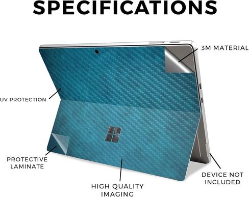 غلاف الكمبيوتر اللوحي من ألياف الكربون متوافق مع Microsoft Surface Pro 11 (2024-2025) - خطوط زرقاء - غطاء لاصق واقٍ من الفينيل 3M ممتاز - سهل الاستخدام | صُنع في الولايات المتحدة الأمريكية بواسطة MightySkins in Kuwait