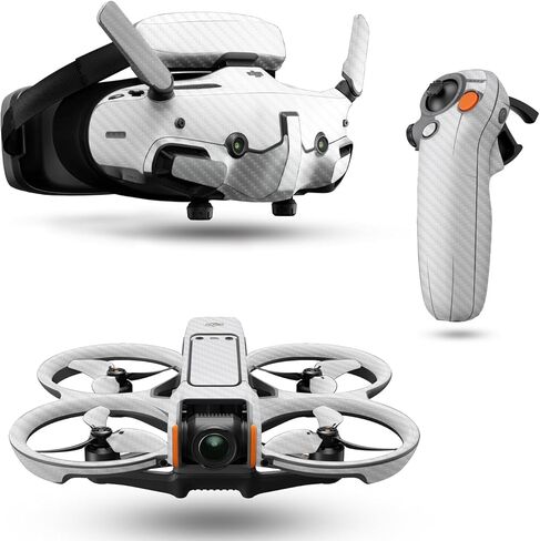 Carbon Fiber Drone Skin Compatible with DJI Avata 2 Bundle (2024) - Solid White - Premium 3M Vinyl Protective Wrap Decal Cover - Easy to Apply | Crafted in The USA by MightySkins in Saudi Arabia