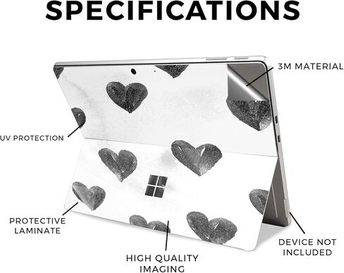 Glossy Glitter Tablet Skin Compatible with Microsoft Surface Pro 11 (2024-2025) - Ink Hearts - Premium 3M Vinyl Protective Wrap Decal Cover - Easy to Apply | Crafted in The USA by MightySkins in Saudi Arabia