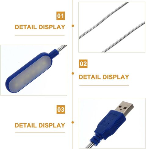 Homoyoyo 2pcs Portable USB Laptop Lamp Night Light for Computer Reading with White Led, Mini Notebook USB Light for Travel and Office Use, Blue in Saudi Arabia
