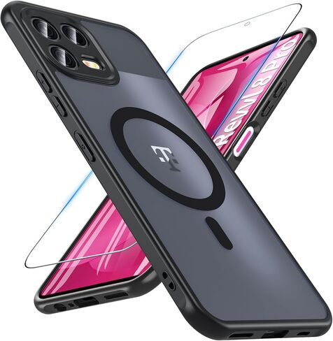 حافظة هاتف BESINPO Revvl 8 Pro، حافظة مغناطيسية Revvl 8Pro 5G مع واقي شاشة، غطاء هاتف شبه شفاف غير لامع لهاتف T-Mobile Revvl8-Pro، حافظة رفيعة مضادة للصدمات لهاتف Revvl 8 Pro 5G، أسود in Kuwait