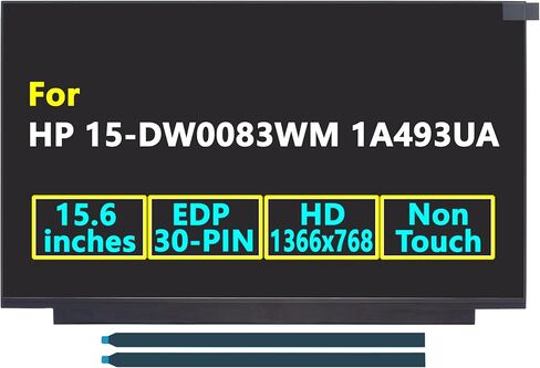 شاشة بديلة LCD مقاس 15.6 بوصة لجهاز HP 15-DW0083WM 1A493UA - متوافقة مع شاشة الكمبيوتر المحمول L52000-001 L07627-JD1، HD 1366x768 Matte 30-Pin التي لا تعمل باللمس in Kuwait