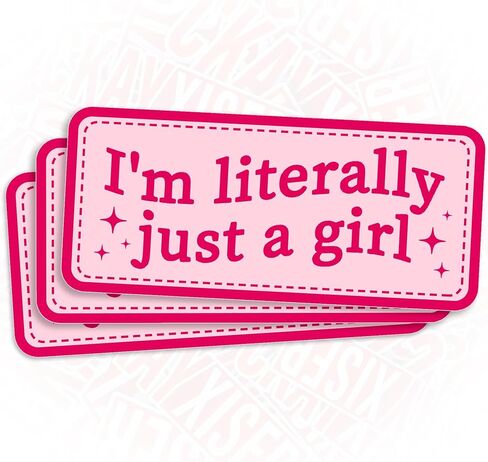 (3Pcs-2") I'm Literally Just A Girl Stickers, Funny Just A Girl Sticker Quote Cutesy Waterproof Vinyl Sticker for Laptop, Water Bottle, Tumbler, Hard Hat, Cars Decal Gifts for Her Him 2 Inches in Kuwait