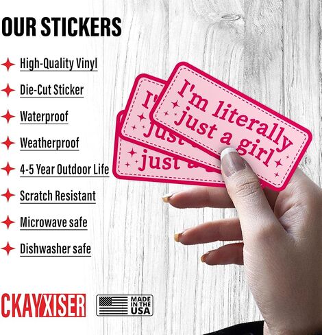 (3Pcs-2") I'm Literally Just A Girl Stickers, Funny Just A Girl Sticker Quote Cutesy Waterproof Vinyl Sticker for Laptop, Water Bottle, Tumbler, Hard Hat, Cars Decal Gifts for Her Him 2 Inches in Saudi Arabia