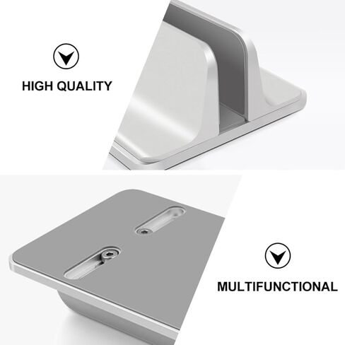 TEHAUX Aluminum Alloy Vertical Laptop and Tablet Stand Holder, Silver Desktop Notebook Mount Base with Cooling and Storage for Home Office Use in Saudi Arabia