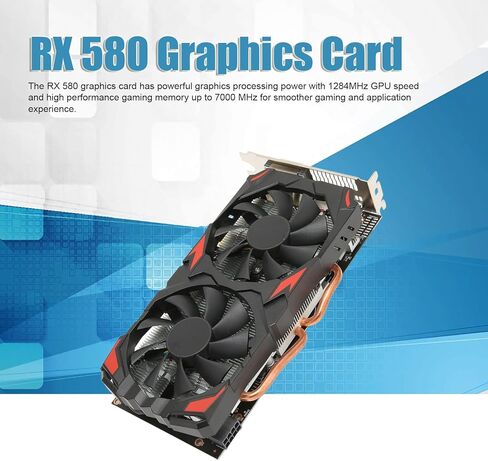 RX 580 Graphics Card, 256-bit 8GB GDDR5 1244/7000MHz PCI Express 3.0 GPU Graphics Card for Gaming, Support 8K, HDMI DPx3 DVI with Fans for Gaming in Saudi Arabia