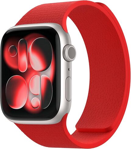 Magnetic Silicone Band Compatible with Apple Watch Band 42mm 41mm 40mm 38mm Series 11 10 9 8 7 6 5 4 3 & SE 3/2/1 Strong Magnetic Clasp, Waterproof & Adjustable (Starlight) in Kuwait