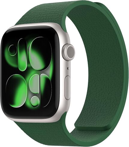 Magnetic Silicone Band Compatible with Apple Watch Band 42mm 41mm 40mm 38mm Series 11 10 9 8 7 6 5 4 3 & SE 3/2/1 Strong Magnetic Clasp, Waterproof & Adjustable (Starlight) in Kuwait