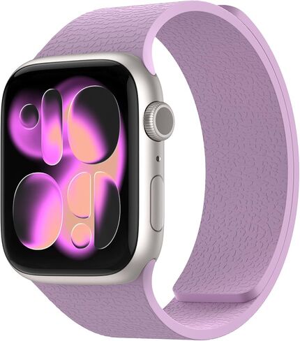 Magnetic Silicone Band Compatible with Apple Watch Band 42mm 41mm 40mm 38mm Series 11 10 9 8 7 6 5 4 3 & SE 3/2/1 Strong Magnetic Clasp, Waterproof & Adjustable (Starlight) in Kuwait