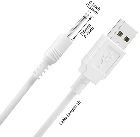 شاحن هزاز لمدلك العصا، ألعاب الكبار، سلك شاحن مدلك شخصي قابل لإعادة الشحن، كابل شحن USB DC بديل، سلك محول شاحن اهتزاز مدلك سريع 2.5 مم لهزاز العصا - 3 أقدام in Saudi Arabia