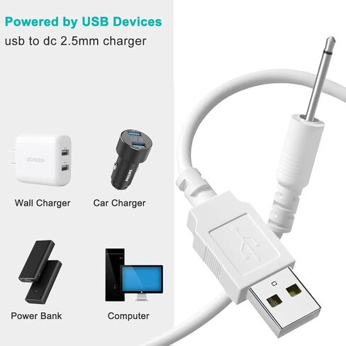 شاحن هزاز لمدلك العصا، ألعاب الكبار، سلك شاحن مدلك شخصي قابل لإعادة الشحن، كابل شحن USB DC بديل، سلك محول شاحن اهتزاز مدلك سريع 2.5 مم لهزاز العصا - 3 أقدام in Saudi Arabia