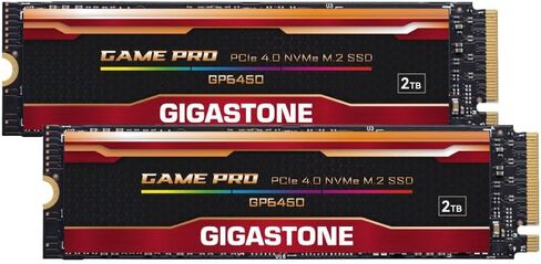 جيجاستون M.2 SSD 2 تيرابايت (2-حزمة) PCIe 4.0 NVMe SSD PS5، سرعة توربو 5000 ميجابايت/ثانية، تخزين داخلي للألعاب للكمبيوتر الشخصي/الكمبيوتر المحمول، الألعاب المثالية، تحرير الفيديو والمبدعين in Saudi Arabia