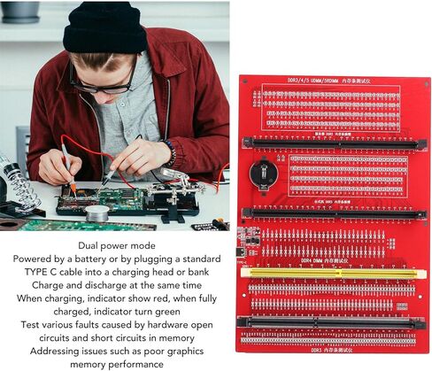 RAM Memory Tester, Desktop RAM Memory Diagnostic Analyzer 2 Power Modes Professional with LED Light for Computer in Saudi Arabia