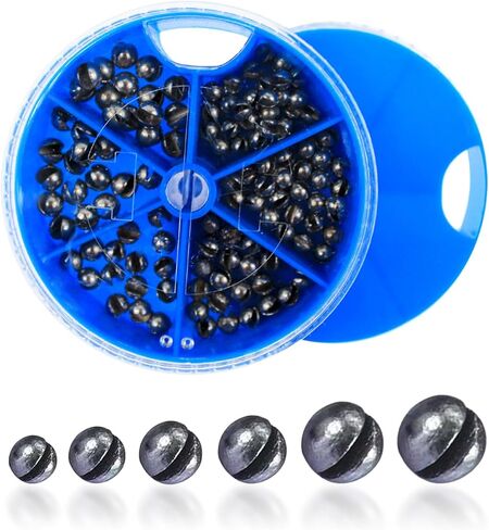 Fishing 117pcs/205pcs Weight Sinkers 6 Sizes/5 Sizes Lead Weights Round Split Shot Sinker Removable Egg Sinkers Kit in Saudi Arabia