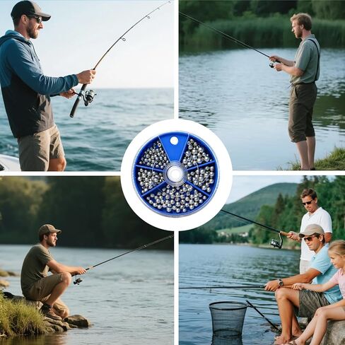 Fishing 117pcs/205pcs Weight Sinkers 6 Sizes/5 Sizes Lead Weights Round Split Shot Sinker Removable Egg Sinkers Kit in Saudi Arabia