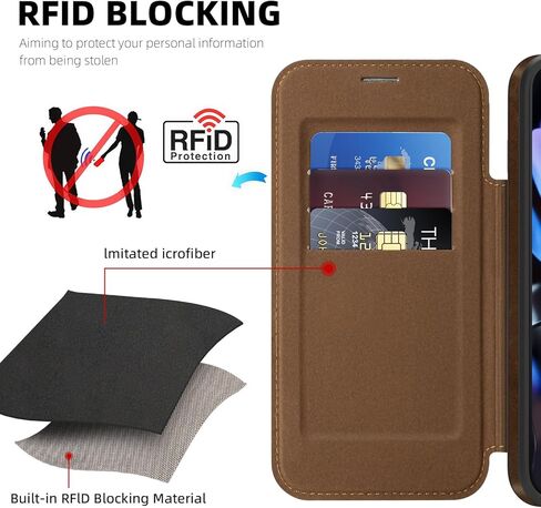 متوافق مع حافظة Google Pixel 10 Pro XL 5G من جلد البولي يوريثان مع حامل بطاقة الائتمان RFID المتوافق مع Magsafe وغطاء متين مقاوم للانزلاق ومقاوم للصدمات باللون البني الداكن in Kuwait
