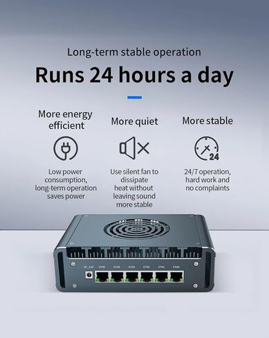 جهاز جدار الحماية الصغير، 6 منافذ i210-V 1000Mbe LAN، كمبيوتر صغير بدون مروحة Intel Core i7-1265U Ten Core، 2*DDR5 1*M.2 يدعم AES-NI Barebone Router PC VPN، HDMI DP USB3.0 بدون ذاكرة وصول عشوائي بدون SSD (M.2 Nvme) in Kuwait