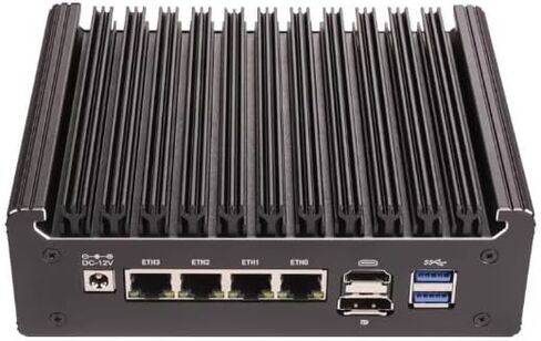 جهاز جدار الحماية، معالج Inter Processor N95 Mini PC، 4*i226-V 2.5GbE LAN، 4 Core و4 Thread، DDR4 3200MH، 2*USB2.0،2*USB3.0،1*M.2 (NVME)،2*SATA3.0 (بدون ذاكرة وصول عشوائي ولا SSD) in Kuwait