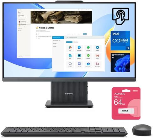 Lenovo IdeaCentre Pro 27 "Aio Business Desktop ، FHD 100Hz Touchnes ، Intel Core I7-13620H ، 32GB DDR5 RAM ، 2TB SSD ، وسادة الشحن اللاسلكية ، و Wireless KB & M ، و WIN11 P ، مع ADATA 512 SSD SSD in Saudi Arabia