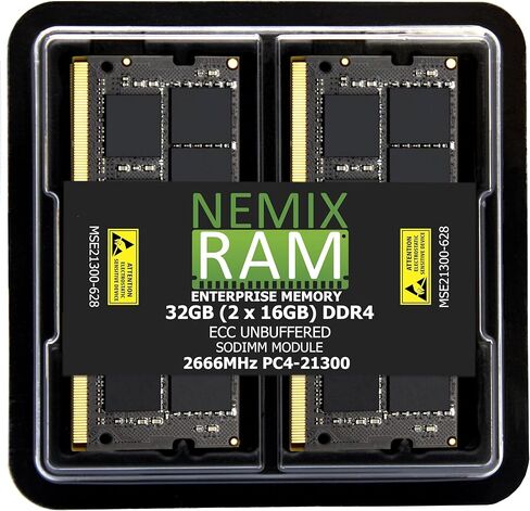 32GB 2X16GB DDR4 2666MHZ PC4-21300 2Rx8 1.2V CL19 260-PIN ECC Unbuffered SODIMM KIT NEMIX RAM Compatible with Synology D4ES03-16G NAS 25 Series: DS1825+ DS1525+ DS925+ DS725+ in Saudi Arabia
