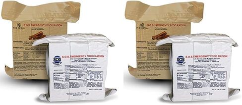 S.O.S. لوح طعام Rations Emergency يحتوي على 3600 سعرة حرارية (قرفة + جوز الهند، عبوتان) وتنقية مياه الشرب، وأقراص معالجة المياه - عبوة مزدوجة مكونة من 50 قطعة in Kuwait