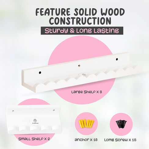 Nursery Book Shelves, 5-Pack Wood Floating Book Shelves for Wall,16.5 Inch Scalloped Wall Shelves, Kids Bookshelf for Bedroom,Bathroom,Kitchen,Kids, Toddler Room, Toy and Nursery Decor Storage(White) in Saudi Arabia