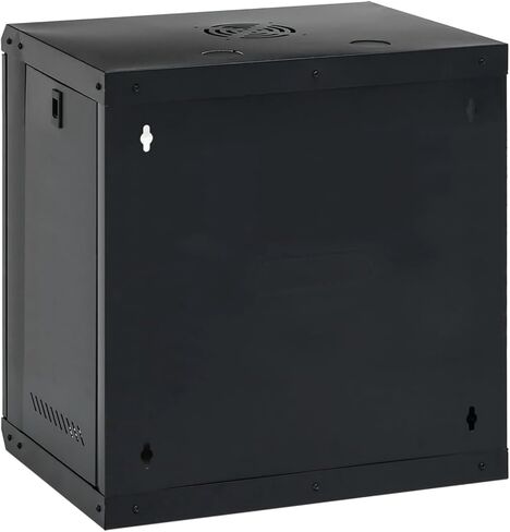 خزانة شبكية مثبتة على الحائط 12U، مقاس 19 بوصة، هيكل فولاذي IP20 مع باب زجاجي قابل للقفل، 53 × 40 × 60 سم، أسود in Kuwait