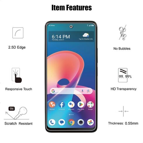 عبوة من 3 واقي شاشة لهاتف TCL 50 XL 5G من الزجاج المقسى، مضاد للخدش، شفاف عالي الدقة in Saudi Arabia