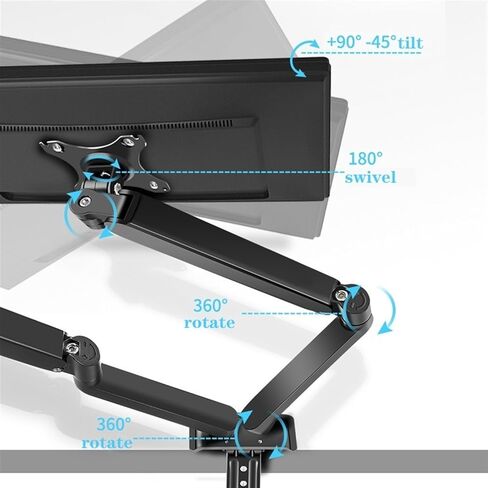 Monitor Arm Dual Monitor Mount for Most 17-30" Screens, Each Arm Holds Max 19.8lbs, Dual Monitor Desk Mount Arm with Height-Adjustable/Tilt/Swivel/Rotate Adjustable Monitor Stands(Gris) in Saudi Arabia