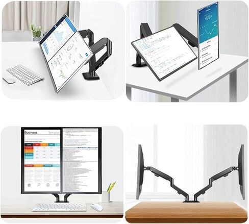 Monitor Arm Dual Monitor Mount for Most 17-30" Screens, Each Arm Holds Max 19.8lbs, Dual Monitor Desk Mount Arm with Height-Adjustable/Tilt/Swivel/Rotate Adjustable Monitor Stands(Gris) in Saudi Arabia