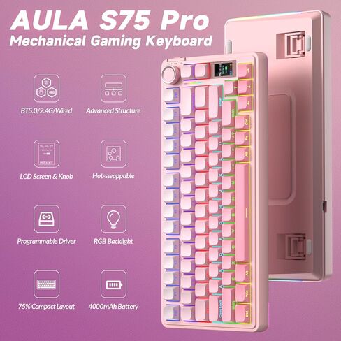AULA Wireless Keyboard and Mouse Combo, S75 Pro Mechanical Keyboard+SC580 Wireless Mouse in Saudi Arabia