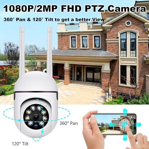 Outdoor Wired Pan/Tilt Security Wi-Fi Camera, 360° View, Motion Tracking, Night Vision, AI Detection, 2-Way Audio, 2.4G/5GHz WiFi Home Surveillance Cam, White in Saudi Arabia