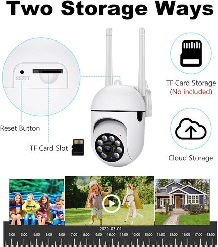 Outdoor Wired Pan/Tilt Security Wi-Fi Camera, 360° View, Motion Tracking, Night Vision, AI Detection, 2-Way Audio, 2.4G/5GHz WiFi Home Surveillance Cam, White in Saudi Arabia