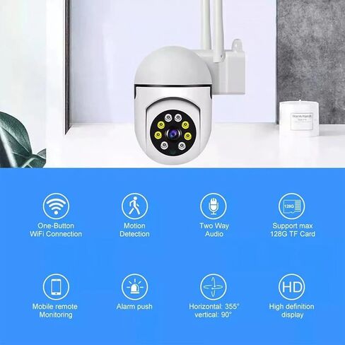 Outdoor Wired Pan/Tilt Security Wi-Fi Camera, 360° View, Motion Tracking, Night Vision, AI Detection, 2-Way Audio, 2.4G/5GHz WiFi Home Surveillance Cam, White in Saudi Arabia
