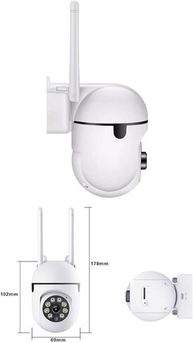Outdoor Wired Pan/Tilt Security Wi-Fi Camera, 360° View, Motion Tracking, Night Vision, AI Detection, 2-Way Audio, 2.4G/5GHz WiFi Home Surveillance Cam, White in Saudi Arabia