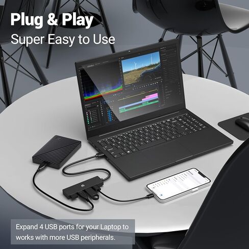 USB Hub by Tymyp Ultra Slim 4-Port USB 3.0 Splitter for Mac Pro/Air, Dell, HP, Surface Pro, Notebook PC, Tesla Model 3 in Saudi Arabia