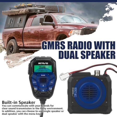Retevis RA86 GMRS Mobile Radio, GMRS Radio with Integrated Control Mic,Bundle with Base Antenna, NOAA 8 Repeater Channels, Long Range Communication kit for Long Distance Communication in Saudi Arabia
