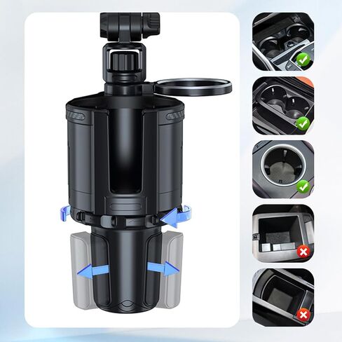 حامل أكواب السيارة USB سيارة مروحة 2 في 1 ضبط سرعة مروحة دوارة 360 درجة للهواء المنعش in Kuwait
