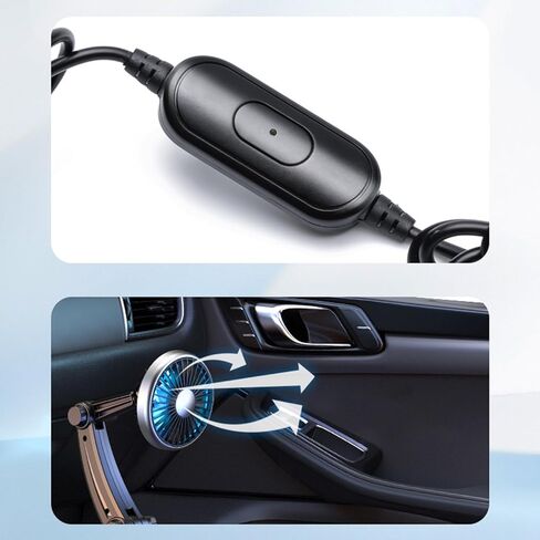حامل أكواب السيارة USB سيارة مروحة 2 في 1 ضبط سرعة مروحة دوارة 360 درجة للهواء المنعش in Kuwait