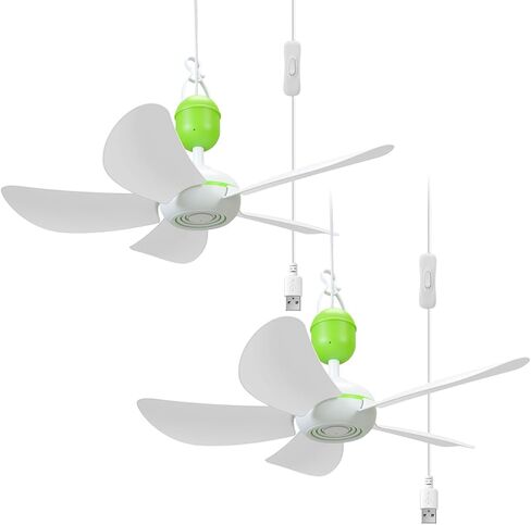 2 Set 15.74" Portable Hanging Ceiling Fan USB Mini Small Outdoor RV Hanging Ceiling Fan with On/off Button, Quiet Operation for Camping Gazebo Tent Attic Bedroom Basement in Saudi Arabia