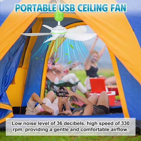 2 Set 15.74" Portable Hanging Ceiling Fan USB Mini Small Outdoor RV Hanging Ceiling Fan with On/off Button, Quiet Operation for Camping Gazebo Tent Attic Bedroom Basement in Saudi Arabia