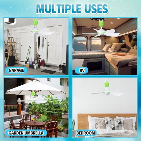 2 Set 15.74" Portable Hanging Ceiling Fan USB Mini Small Outdoor RV Hanging Ceiling Fan with On/off Button, Quiet Operation for Camping Gazebo Tent Attic Bedroom Basement in Saudi Arabia