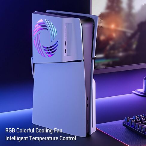Gaming Console Cooling Fan, 80mm Dual 5V Powered USB Computer Fan with LED Light and Charging Port, Easy Installation for Slim, in Saudi Arabia