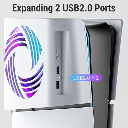 Gaming Console Cooling Fan, 80mm Dual 5V Powered USB Computer Fan with LED Light and Charging Port, Easy Installation for Slim, in Saudi Arabia