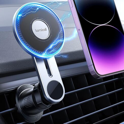 Lamicall for MagSafe Car Mount - Upgraded-2nd Generation [20 Strong Magnets] Magnetic Phone Holder Car - Air Vent Car Phone Holder Mount for iPhone 16 15 14 13 12 Pro Plus Max Mini Mag Safe Case in Saudi Arabia