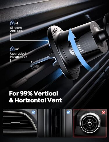 Lamicall for MagSafe Car Mount - Upgraded-2nd Generation [20 Strong Magnets] Magnetic Phone Holder Car - Air Vent Car Phone Holder Mount for iPhone 16 15 14 13 12 Pro Plus Max Mini Mag Safe Case in Saudi Arabia