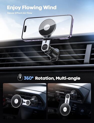 Lamicall for MagSafe Car Mount - Upgraded-2nd Generation [20 Strong Magnets] Magnetic Phone Holder Car - Air Vent Car Phone Holder Mount for iPhone 16 15 14 13 12 Pro Plus Max Mini Mag Safe Case in Saudi Arabia