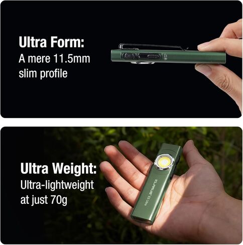 klarus E5 Ultra Pocket Flashlight: 850 Lumens EDC Flash Light Ultra-Thin, USB Rechargeable with Magnetic Tail & Clip, Bright Small Light for Hiking Camping in Saudi Arabia