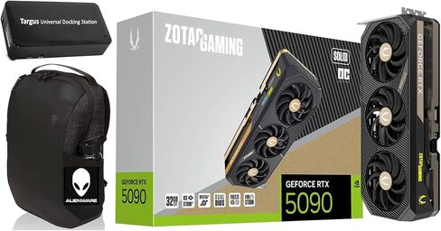 ZOTAC Gaming GeForce RTX 5090 Solid OC 32GB GDDR7, Engine Clock 2422 MHz, Reinforced Metal Mid-Frame, IceStorm 3.0 Advanced Cooling, Bundle with Targus dockstation and Backpack Alienware. in Saudi Arabia