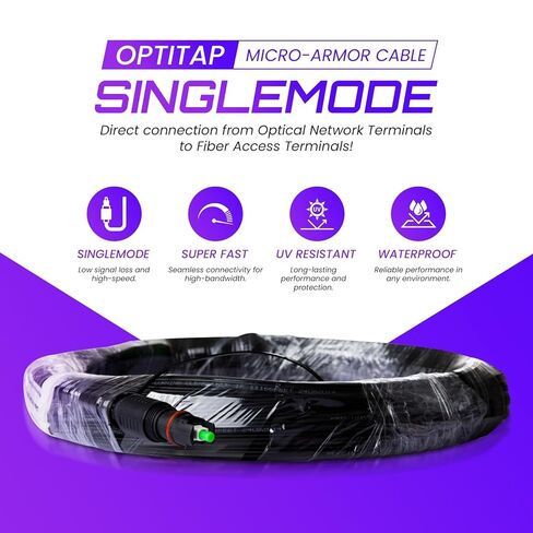 OptiTap Premium Pre-Terminated Fiber Optic Cable – Plug-and-Play, IP68 Rated for FTTH/FTTx Deployments, Weatherproof, Quick Installation, Compatible with Corning OptiTap Ecosystem, Multiple Lengths in Saudi Arabia